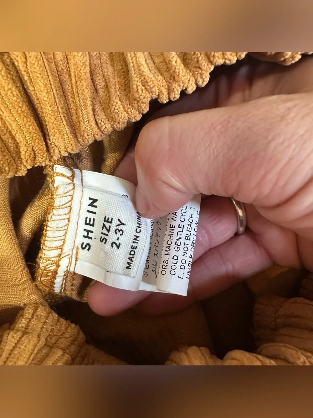 SHEIN Girls 2-3Y Brown Corduroy Bow Button Front Skirt